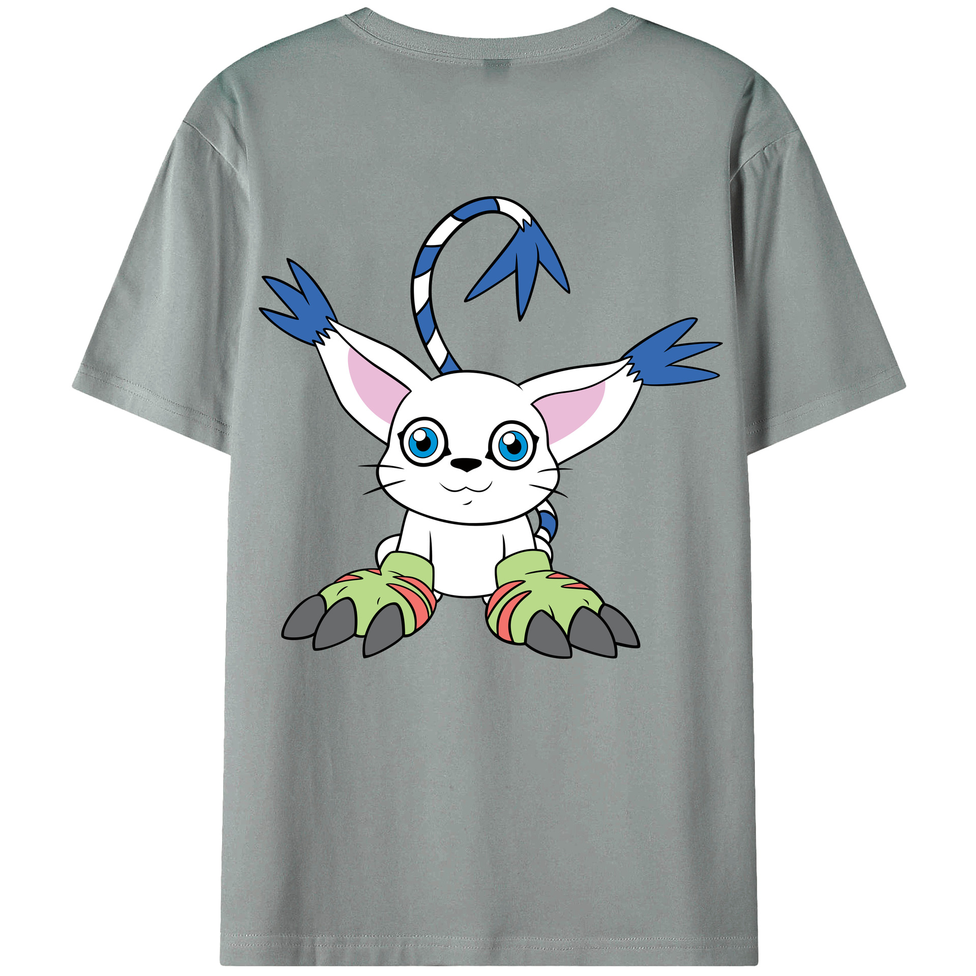 （画像用） Digimon デジタルモンスター/デジモン 綿100％ メンズ半袖Tシャツ（バックプリント） 通気性